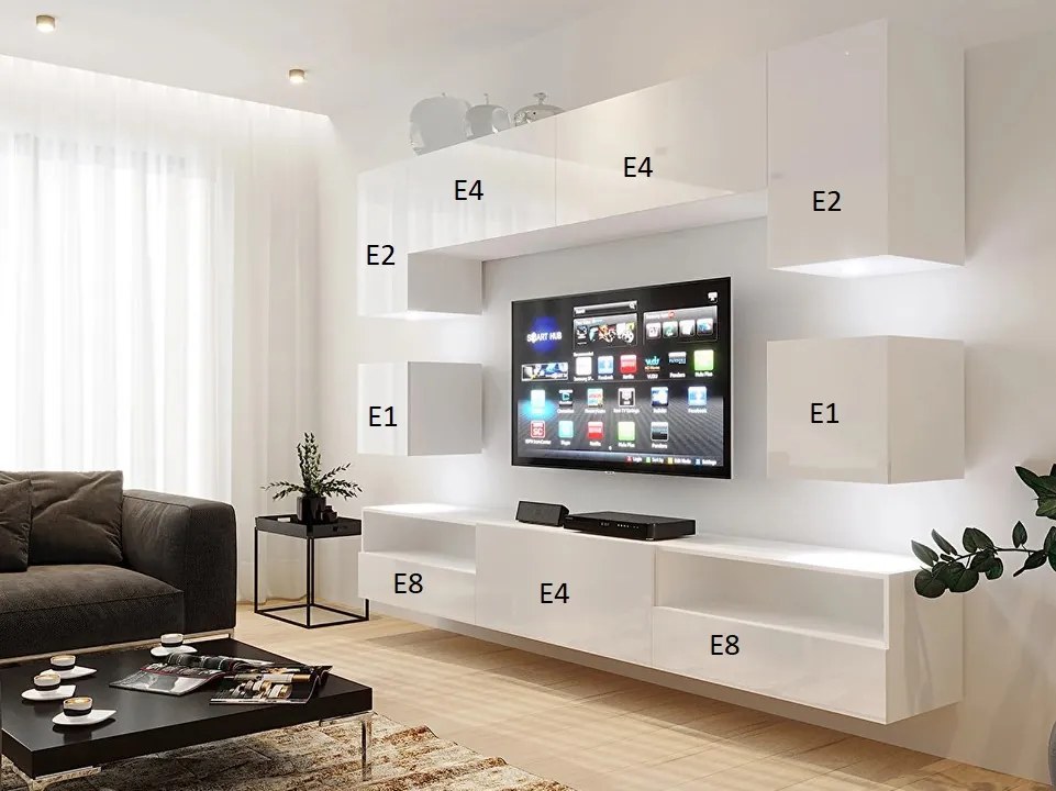 Mobilier living Berny 59 (alb + Alb lucios). 1087180