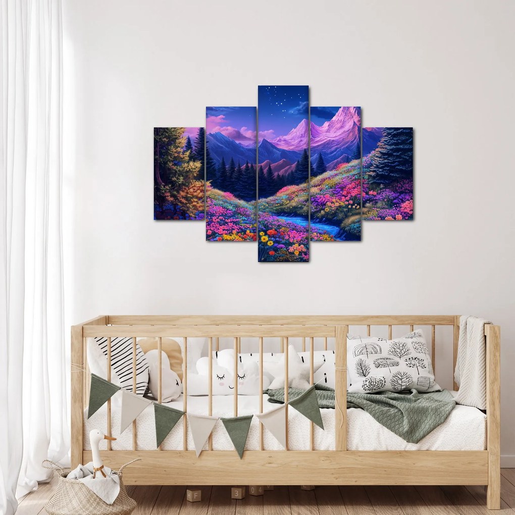 Tablou - Peisaj violet la lună plină (150x105 cm)
