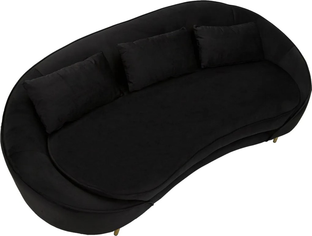 Canapea 3 locuri Oslo, Mauro Ferretti, 185 x 84 x 68 cm, lemn de eucalipt/poliester, negru/auriu