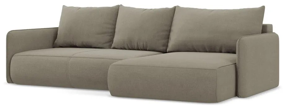 Colțar bej extensibil/cu spațiu de depozitare (cu colț pe partea dreaptă) Nanea – Makamii