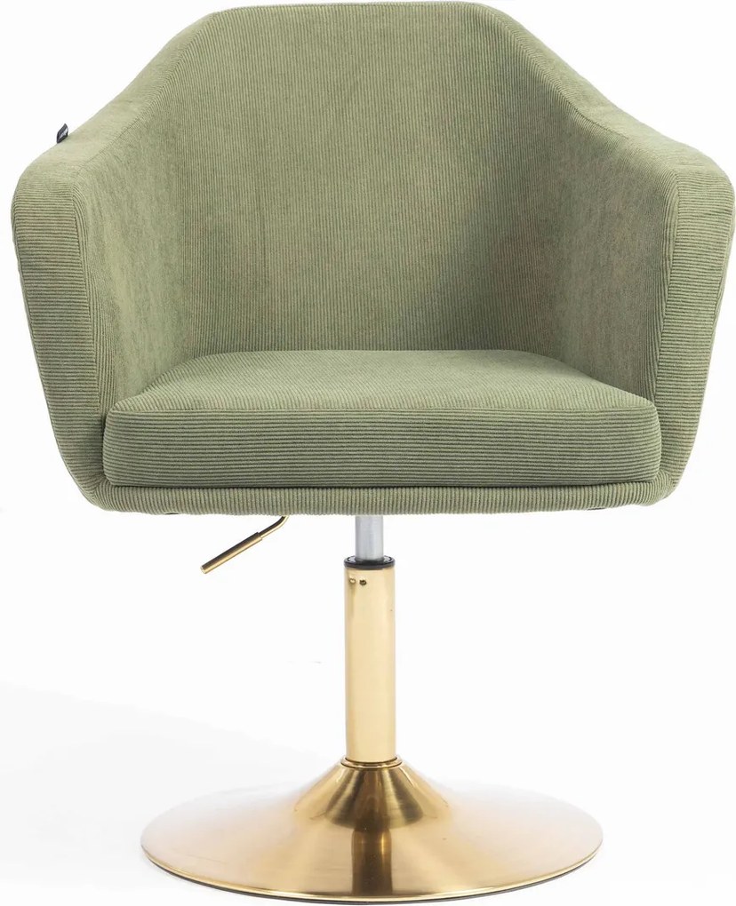 HR832N Scaun Catifea Reiată Premium culoare verde salvie cu Bază Aurie