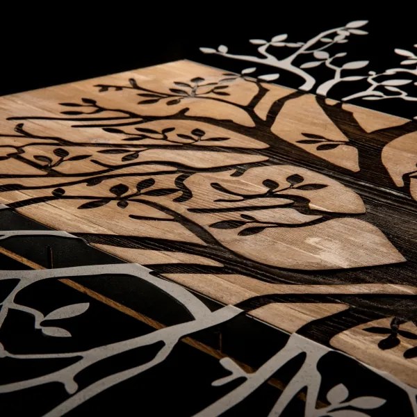 Decorațiune de perete 85x58 cm lemn/metal copac