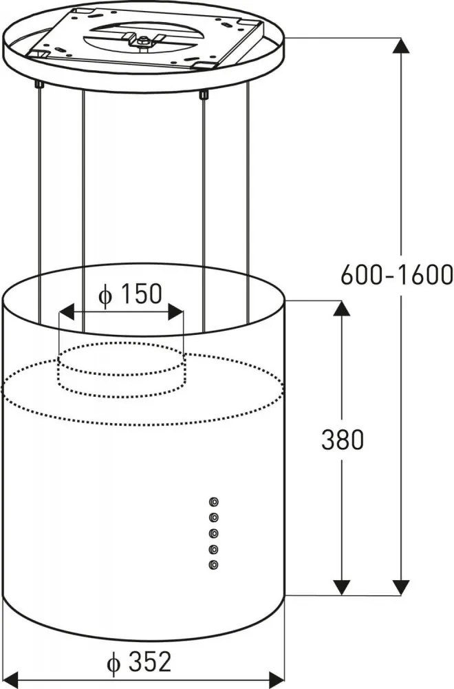 Hotă de bucătărie suspendată Tango, albă, 190 W