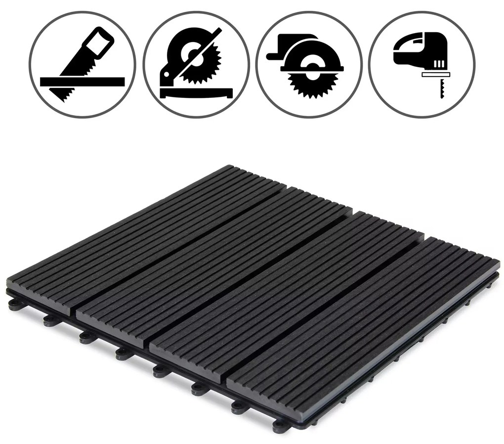 Deuba Plăci WPC - set de 11 bucăți, 30x30 cm, antracit clasic