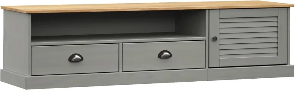 vidaXL Comodă TV VIGO, gri, 156x40x40 cm, lemn masiv de pin