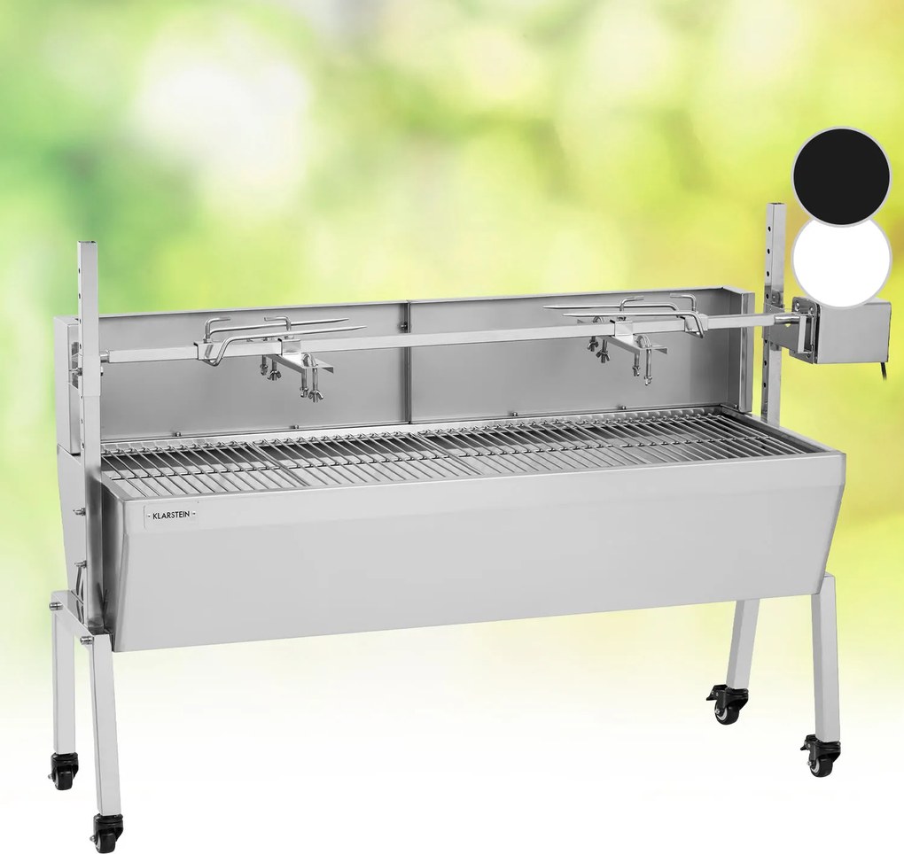 Sauenland Pro, grătar pentru prepararea porcușorilor, 13 W, 4 roți, oțel inoxidabil