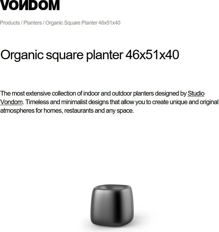 Ghiveci plante design decorativ exterior/interior Organic SQUARE 46x51x40cm