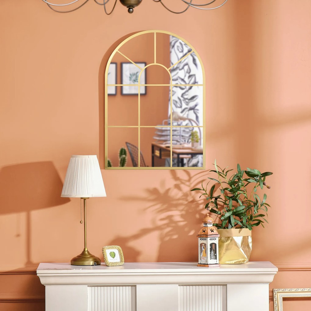 Homcom Oglinda Moderna de Perete – Arcuita 70×50 cm, Stil Fereastra Negru | Aosom Romania