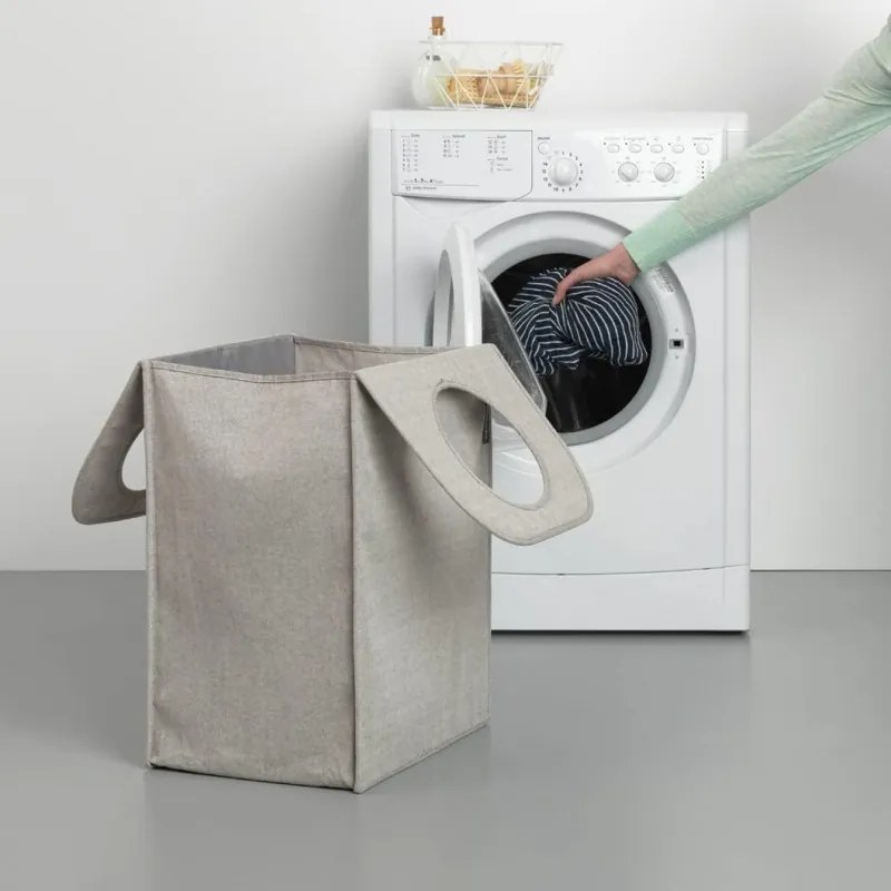 Cos de rufe Brabantia 1001093, 55 L, Fund solid si detasabil, Manere magnetice, Gri