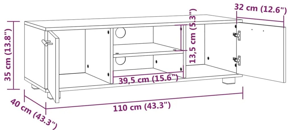 Comoda TV, stejar sonoma, 110x40x35 cm, lemn prelucrat Stejar sonoma, 110 x 40 x 35 cm, 1