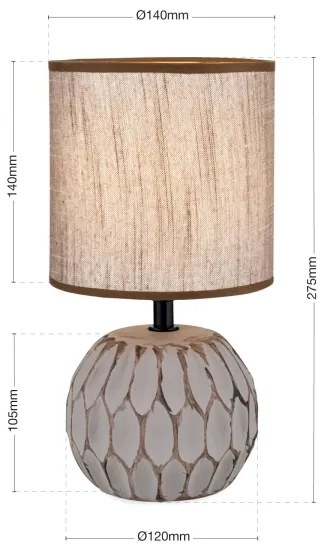 Lampă de masă Orion LA 4-1224/1 PINIA 1xE14/25W/230V ceramică bej/gri