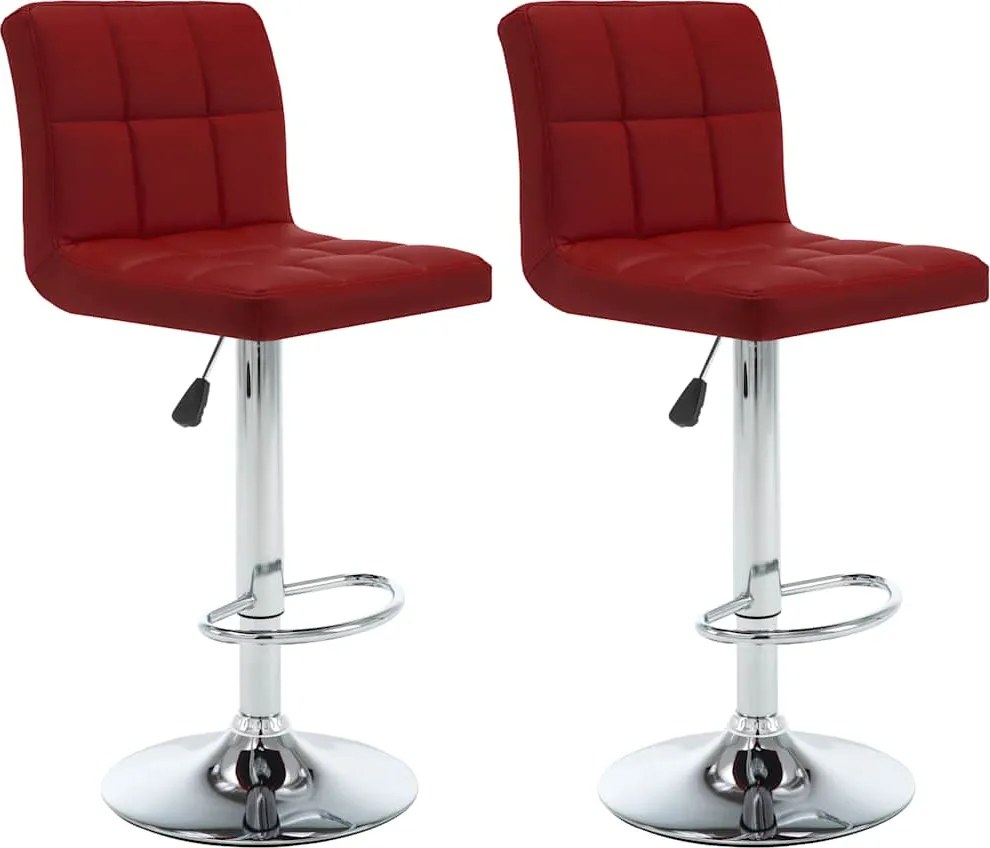 vidaXL Scaune de bar, 2 buc., roșu vin, piele ecologică