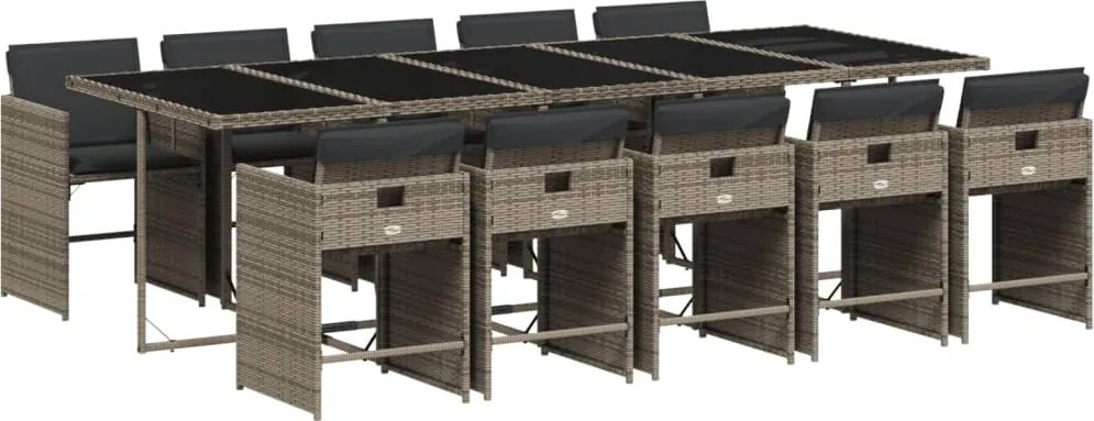 vidaXL Set mobilier de grădină cu perne, 11 piese, gri, poliratan