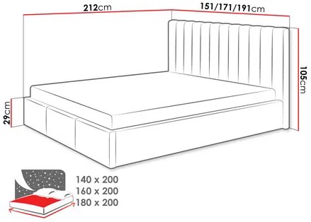 Pat matrimonial 140 cm Newarona (albastru) (cu somieră) (cu sp. depozitare). Promo -17%. 1104185