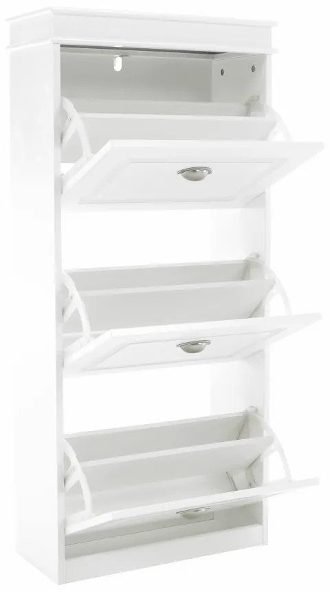 Pantofar, 3 compartimente, alb, mdf alb