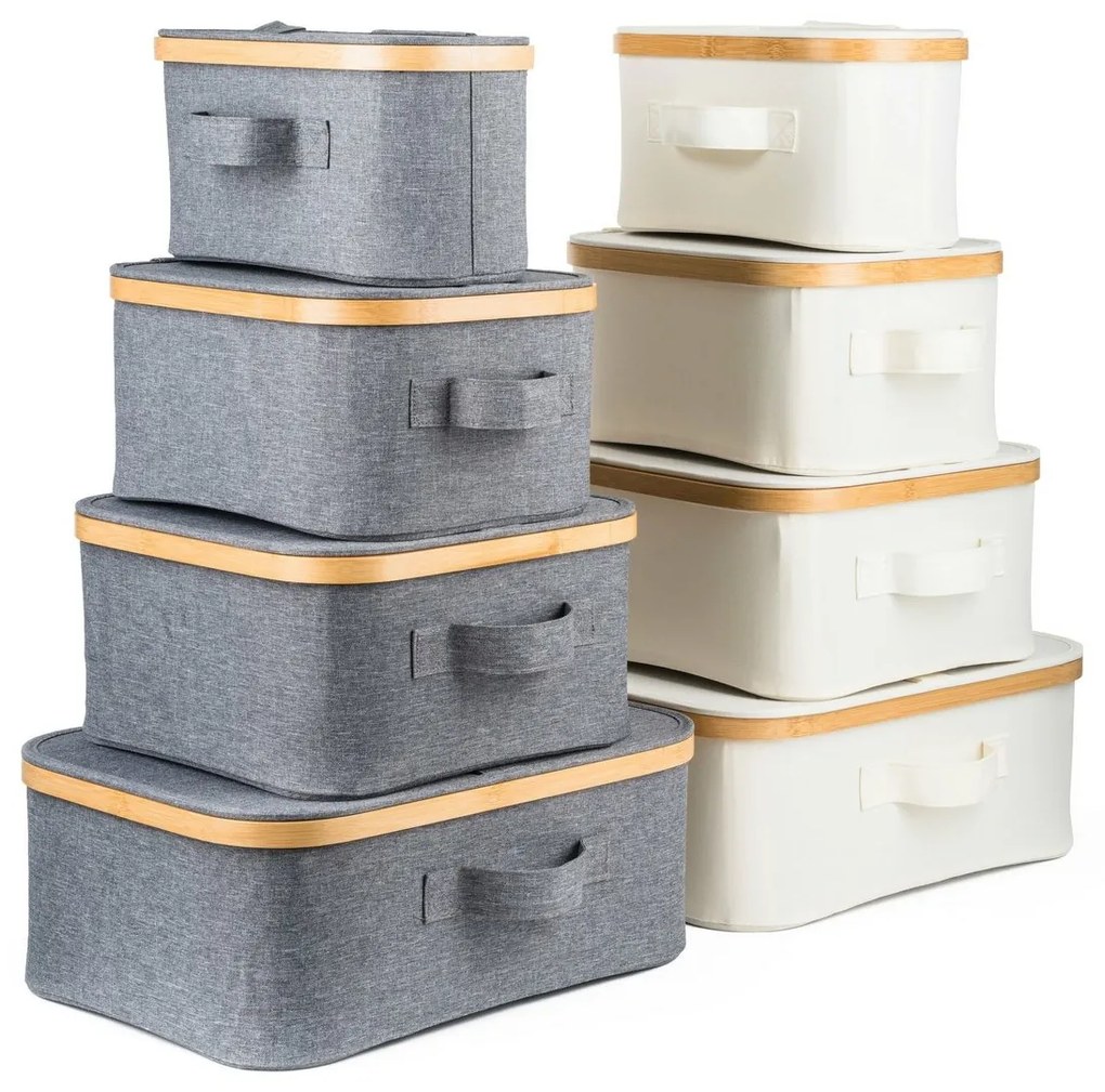 Cutie de depozitare G21 24 x 30 x 15 cm, dinbambus cu capac, bej