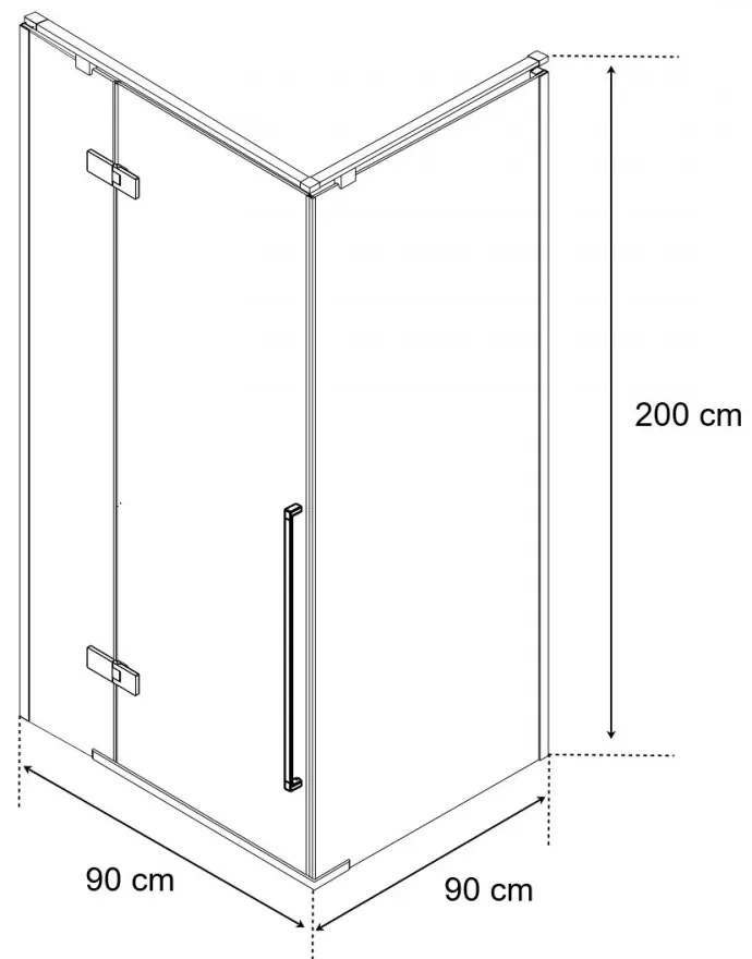 Cabină de duș pătrată Sorrento Plus 90x90 stânga cu înveliș Easy Clean