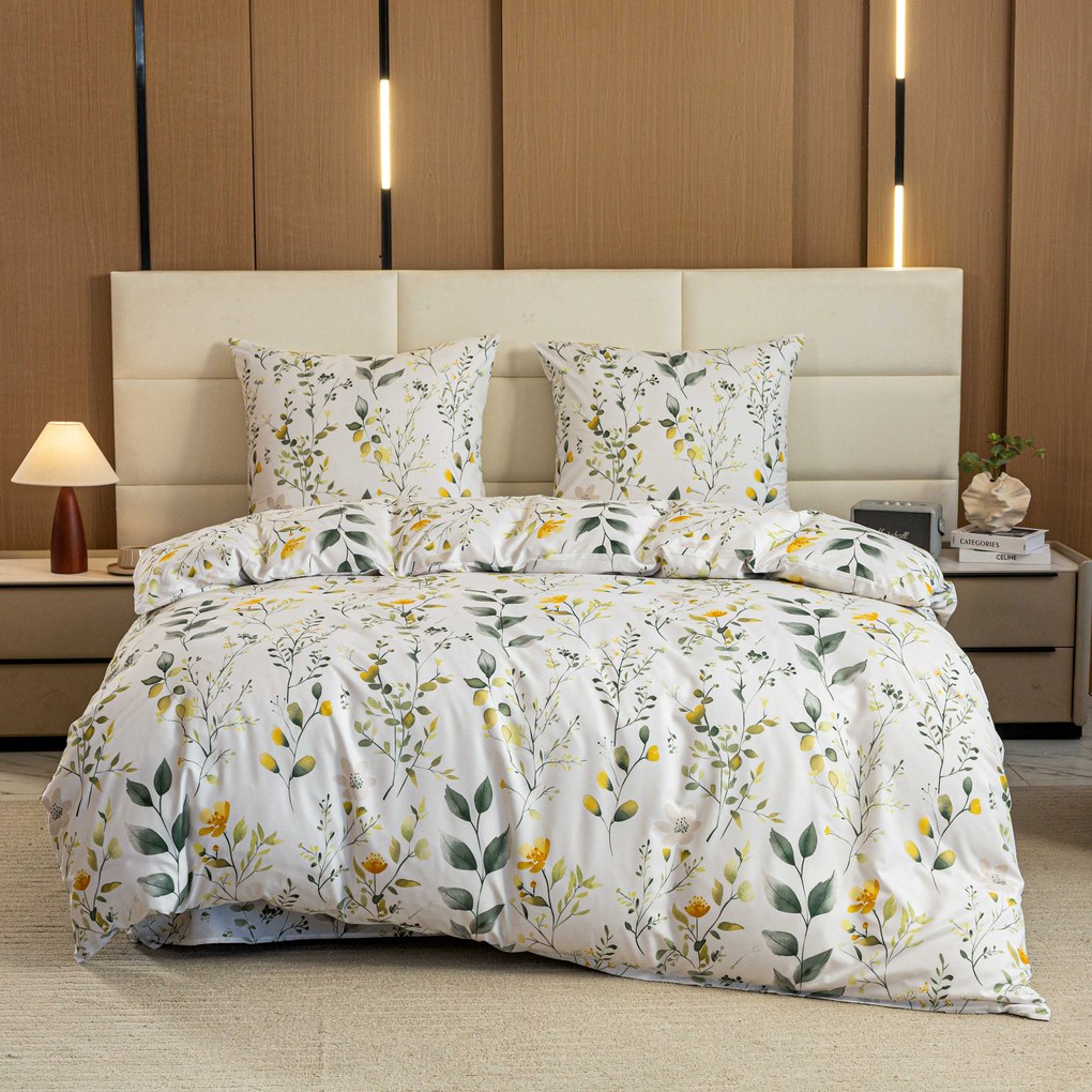 Lenjerie de pat din microfibra CITRUS GARDEN albă Dimensiune lenjerie de pat: 2 buc 70 x 90 cm | 200 x 220 cm