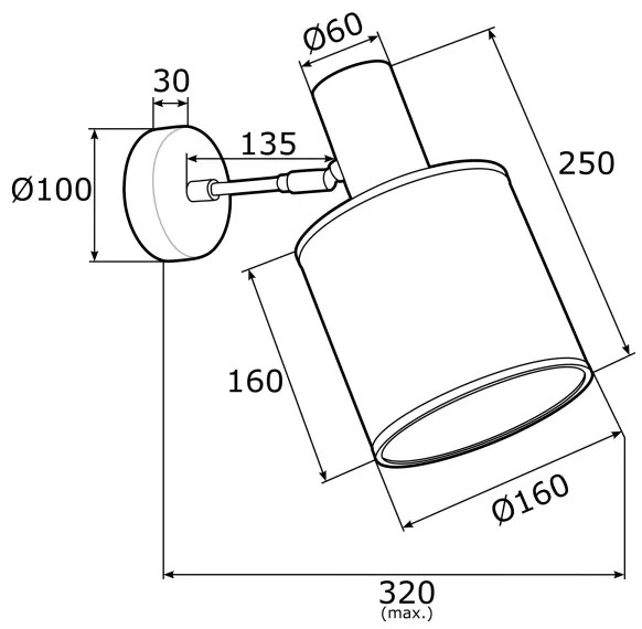 Spot de perete HERMAN 1xE27/15W/230V alamă/neagră Argon 4279