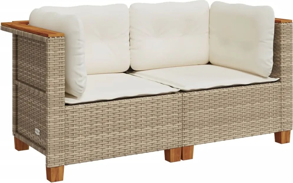 vidaXL Canapele de colț de grădină cu perne, 2 buc., bej, poliratan