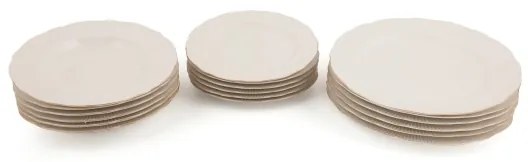 Set de masă din porțelan, 18 piese, alb/auriu