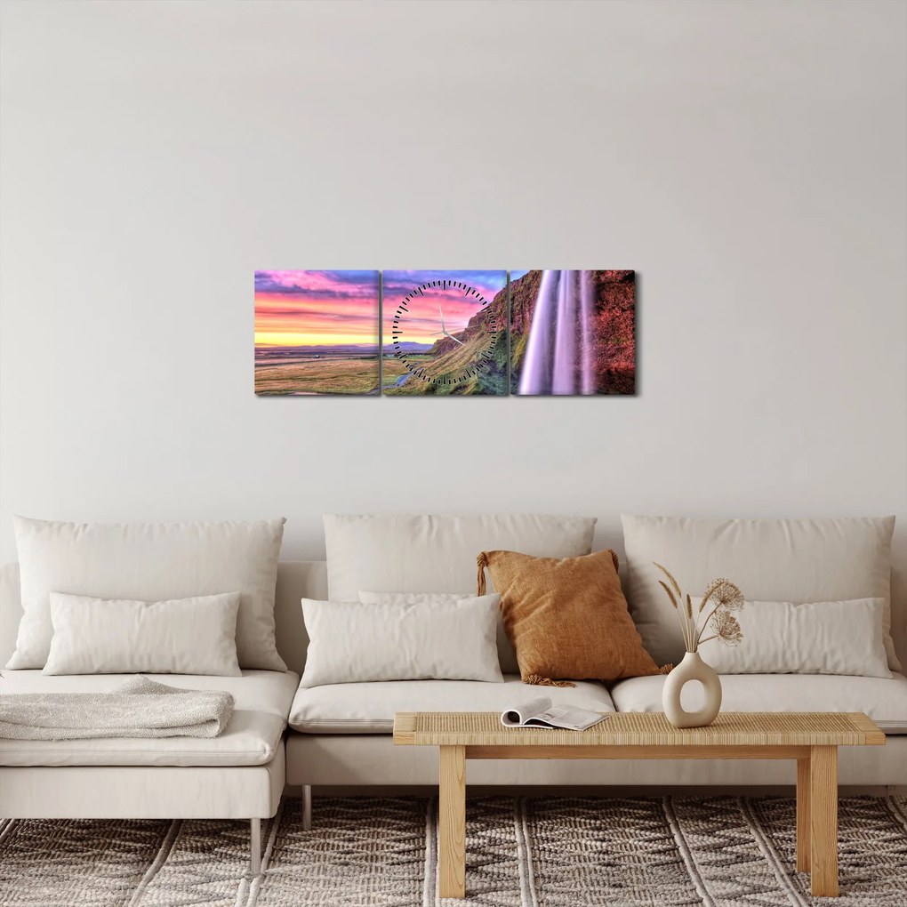 Tablou - Cascada Seljalandsfoss (cu ceas) (90x30 cm)