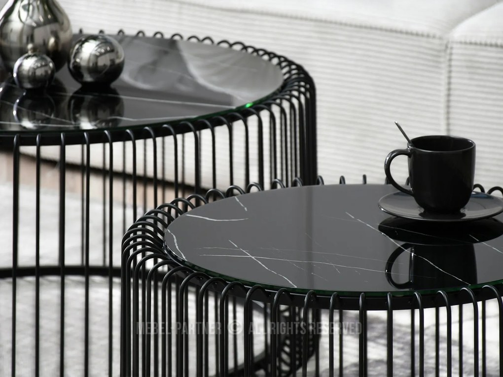 Măsuță de cafea Nils M (marmură neagră + negru). Promo -14%. 1111660