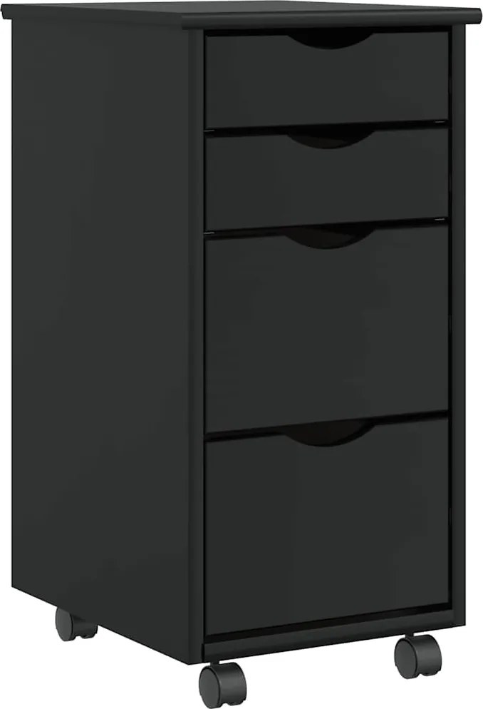 vidaXL Dulap rulant cu sertare „MOSS” din lemn masiv de pin negru