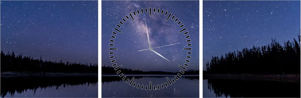 Tablou cu cerul nocturn (cu ceas) (90x30 cm)