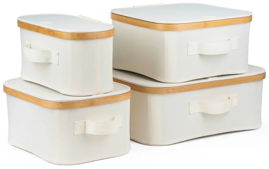 Cutie de depozitare G21 24 x 30 x 15 cm, dinbambus cu capac, bej