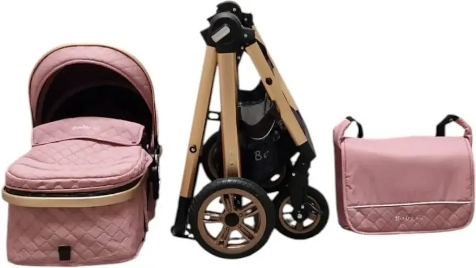 Carucior nou nascuti 2 in 1 Baby Care X2S, Maner reversibil, Cu geanta bebe, Amortizoare, Roti din cauciuc plin AVE, Spatar reglabil 3 trepte, Plasa