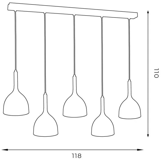 Lustră pe cablu NOAK WOOD 5xE27/60W/230V neagră/lemn închis