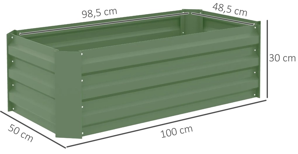 Outsunny Set de 2 paturi de legume pentru gradina dim. 100L x 50l x 30H cm - tabla de otel ondulata verde | Aosom Romania
