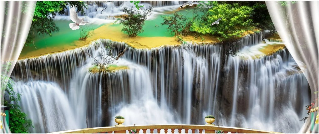 Tablou - Privire la cascade magice (120x50 cm)