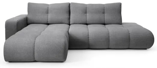 Colțar extensibil ALMADA, tapițat, cu spațiu de depozitare, orientare stânga, gri