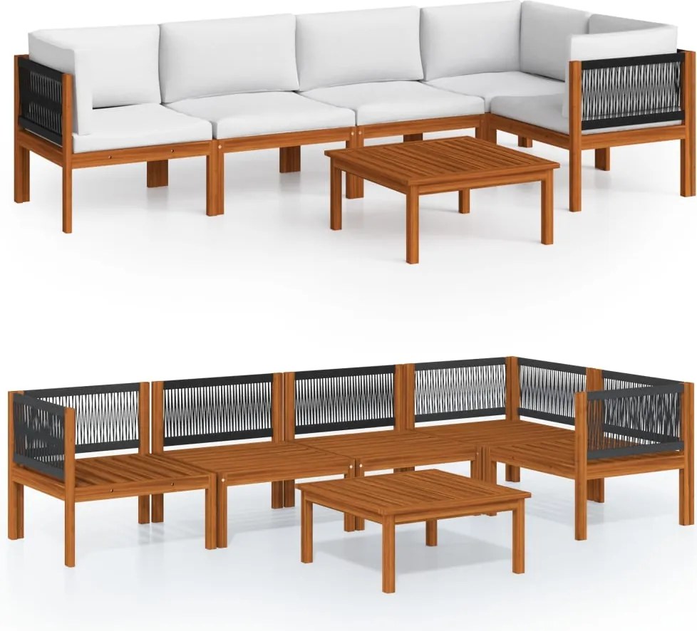 vidaXL Set fotoliu de grădină cu 6 piese și perne, crem, 63x63 cm