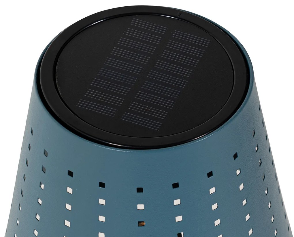 Lampă de podea pentru exterior albastră cu LED cu dimmer în 3 trepte pe solar - Ferre