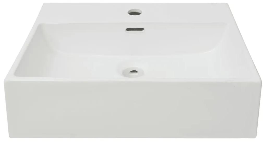 Chiuveta baie, orificiu robinet, alb, 51,5x38,5x15 cm, ceramica 51.5 x 38.5 x 15 cm