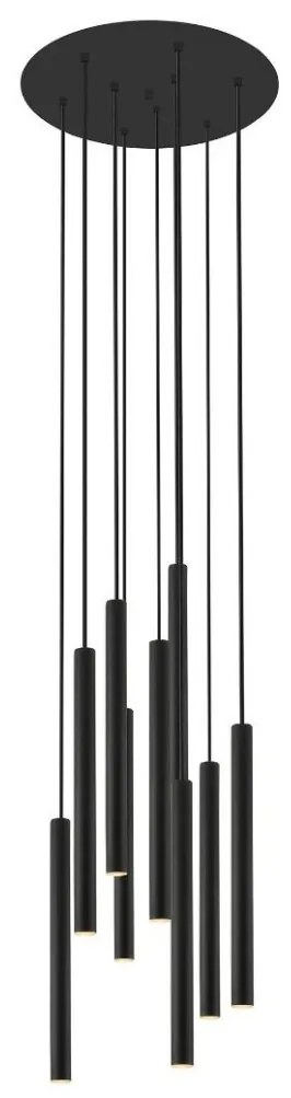 Lustra LED design minimalist cu 9 pendule LOYA negru mat