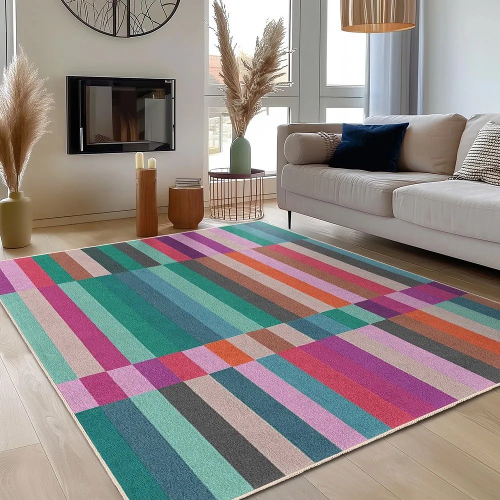 Covor tip traversă turcoaz lavabil 60x230 cm Acid Rain – Mila Home