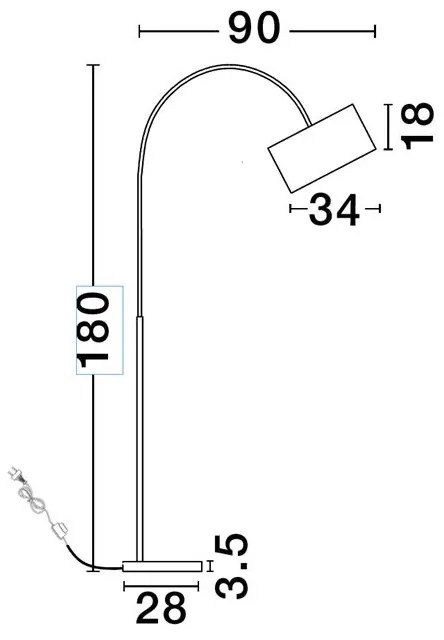 Lampadar / Lampa de podea tip arc SAMA alb NVL-9401653
