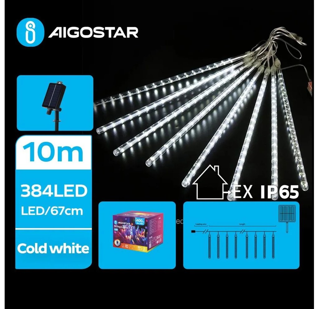 Instalație LED solară de Crăciun Aigostar 384xLED/13m IP65 alb rece