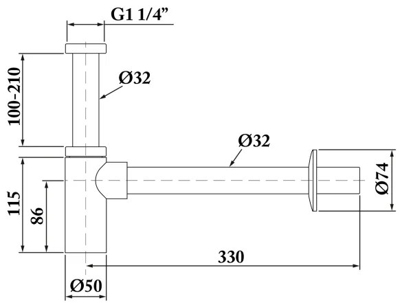 Sapho - Sifon pentru lavoar, crom lucios