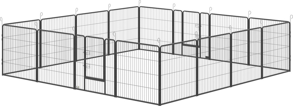 PawHut Parc pentru pui, 16 piese, parc pliabil pentru pui cu ușă pentru câini mici și medii, 3,2 x 3,2 x 0,8 m, Gri | Aosom Romania