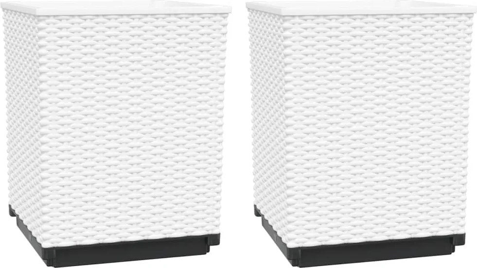 vidaXL Jardiniere, 2 buc., alb, 30x30x37 cm, polipropilenă