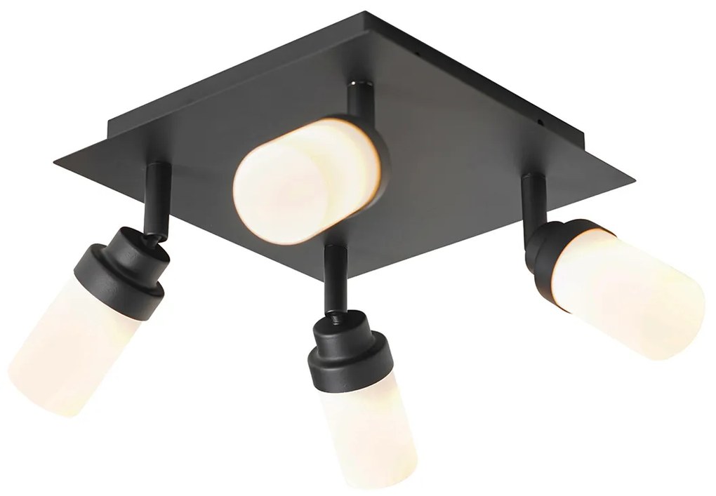 Spotlight modern pentru baie negru cu 4 lumini IP44 - Japie