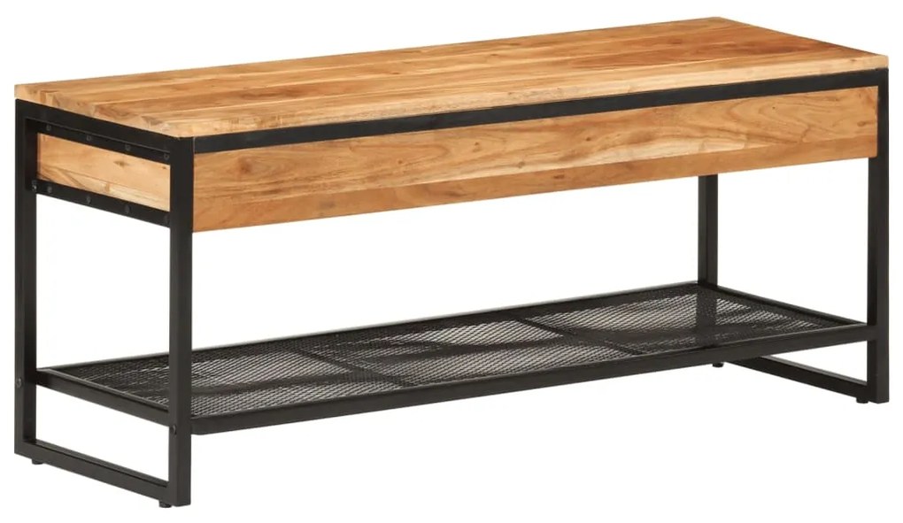 vidaXL Bancă de pantofi, 110x35x45 cm, lemn masiv de acacia și fier