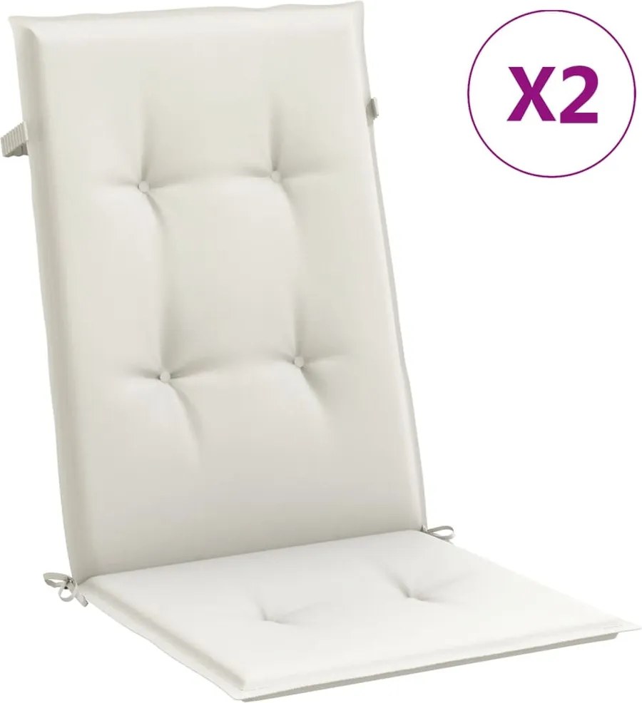 vidaXL Perne scaun spătar înalt, 2 buc. melanj crem 120x50x4 cm textil