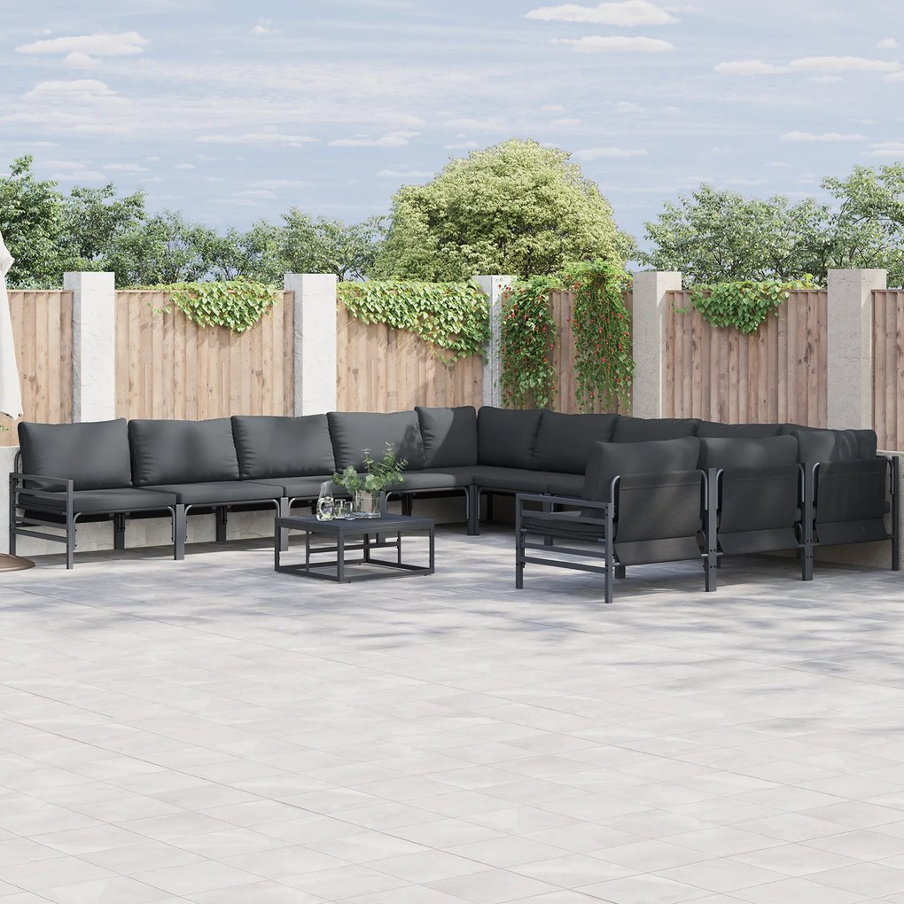 vidaXL Set de canapele pentru grădină 12 pcs Antracit Oțel