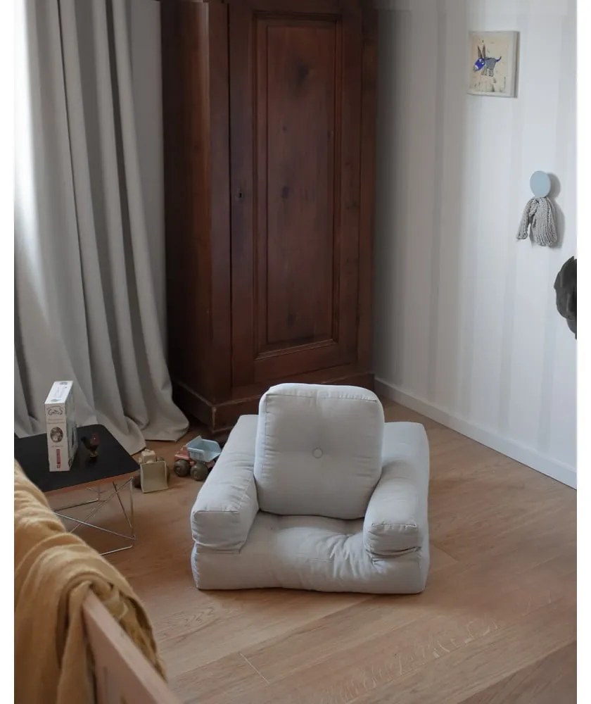 Fotoliu extensibil pentru copii cu taburet Karup Design Mini Cube Creamy